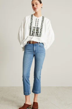 Jeans cropped in denim - Azzurro Denim