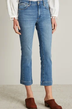 Jeans cropped in denim - Azzurro Denim