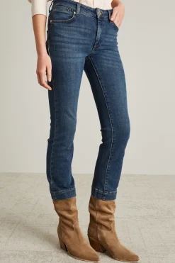 Jeans cropped in denim - Blu Denim