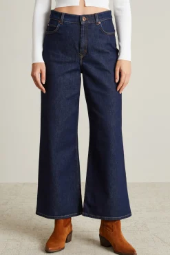 Jeans cropped svasati - Blu Scuro Denim