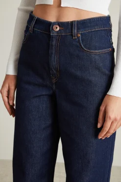 Jeans cropped svasati - Blu Scuro Denim