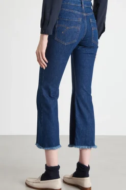 Jeans crop sfrangiati - Blu