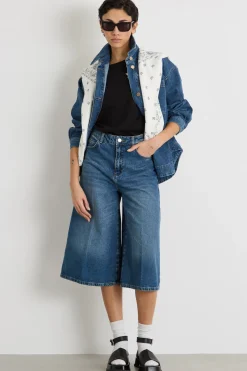 Jeans culotte svasato - Blu