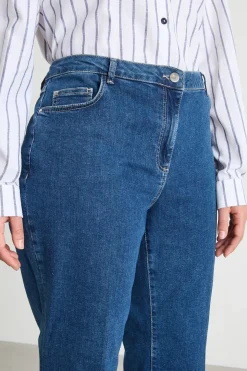 Jeans dritti con fondo svasato - Blu