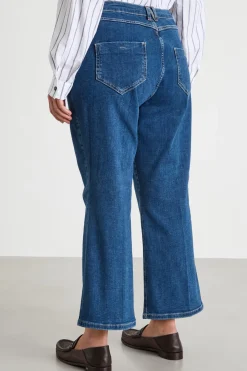 Jeans dritti con fondo svasato - Blu