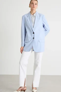 Jeans dritti con orlo sfrangiato - Bianco