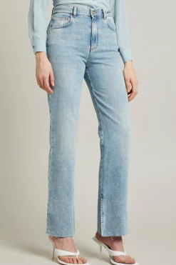 Jeans dritti in denim - Azzurro