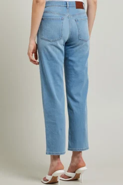 Jeans dritti in denim - Azzurro