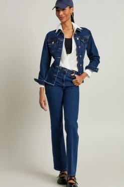 Jeans dritti in denim - Blu Denim