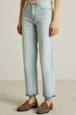 Jeans dritti tie-dye - Azzurro Chiaro Denim