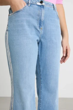 Jeans flare con impunture - Azzurro