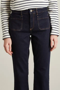 Jeans flare con orlo sfrangiato - Blu Scuro Denim