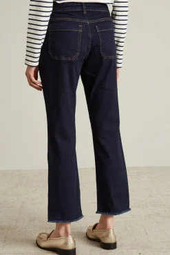 Jeans flare con orlo sfrangiato - Blu Scuro Denim