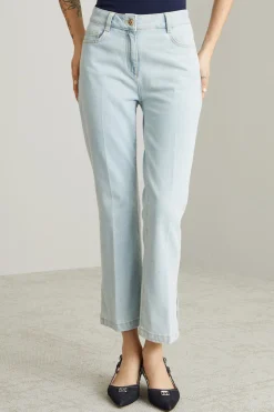 Jeans flare con spacchetti - Azzurro Chiaro Denim