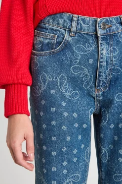 Jeans flare con stampa - Blu