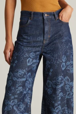 Jeans in denim a fiori - Blu