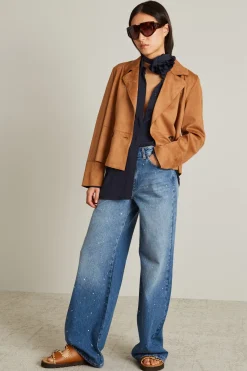 Jeans morbidi con strass - Azzurro Denim