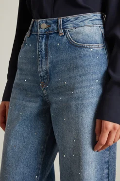 Jeans morbidi con strass - Azzurro Denim