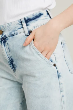Jeans morbidi effetto tie-dye - Azzurro Denim