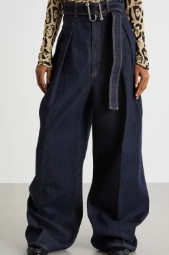 Jeans oversize a vita alta - Blu Notte