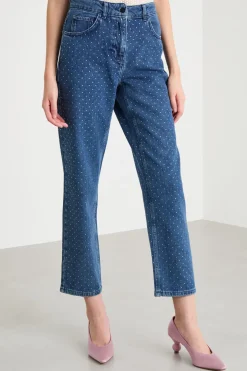 Jeans regular fit con strass - Blu