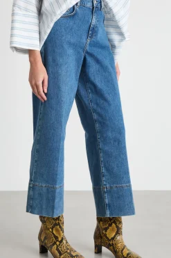 Jeans stretch con orlo impunturato - Blu