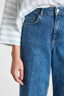 Jeans stretch con orlo impunturato - Blu