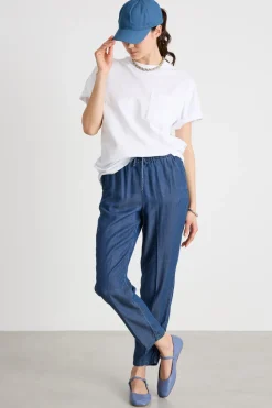 Jogger in chambray - Blu