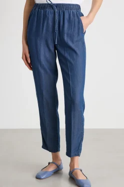 Jogger in chambray - Blu