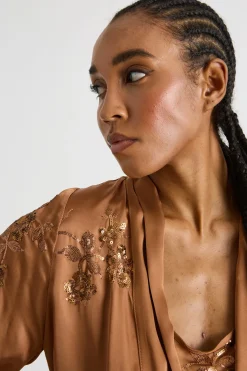 Kimono corto con paillettes - Marrone