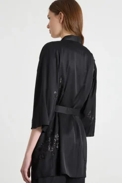 Kimono corto con paillettes - Nero