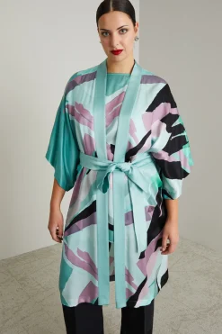 Kimono in raso - Acqua Marina