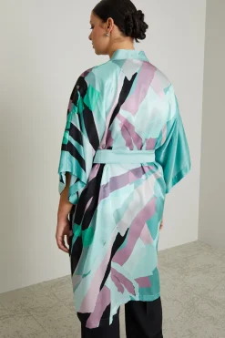 Kimono in raso - Acqua Marina