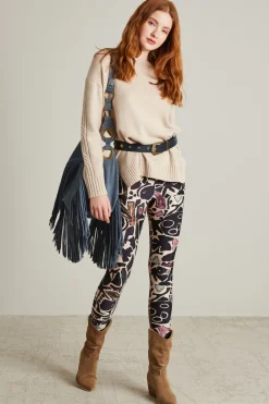 Leggings tecnici a fantasia - Nero Beige