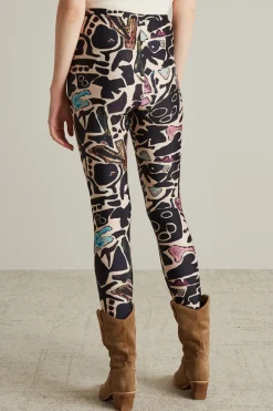 Leggings tecnici a fantasia - Nero Beige