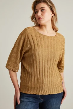 Maglia a coste lamè - Oro