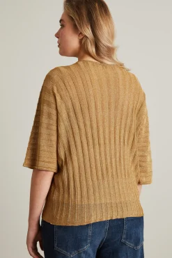Maglia a coste lamè - Oro