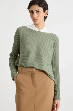 Maglia a coste orizzontali - Verde