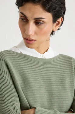 Maglia a coste orizzontali - Verde
