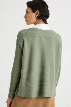 Maglia a coste orizzontali - Verde