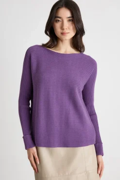 Maglia a coste orizzontali - Viola