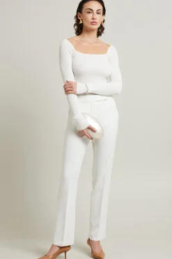 Maglia aderente a costine - Bianco