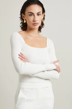 Maglia aderente a costine - Bianco