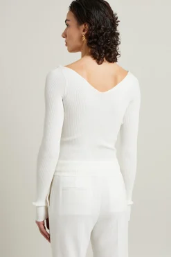 Maglia aderente a costine - Bianco