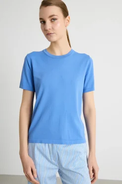 Maglia aderente a manica corta - Azzurro