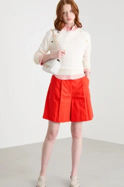 Maglia aderente con bottoni - Bianco