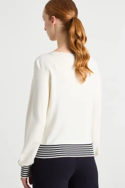 Maglia aderente con bottoni - Bianco Nero