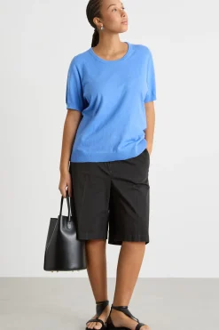 Maglia aderente con maniche corte - Azzurro