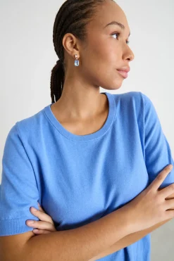 Maglia aderente con maniche corte - Azzurro