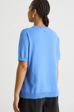 Maglia aderente con maniche corte - Azzurro